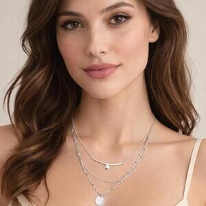 Nine West Multi-Row Circle Pendant Necklace - 17"